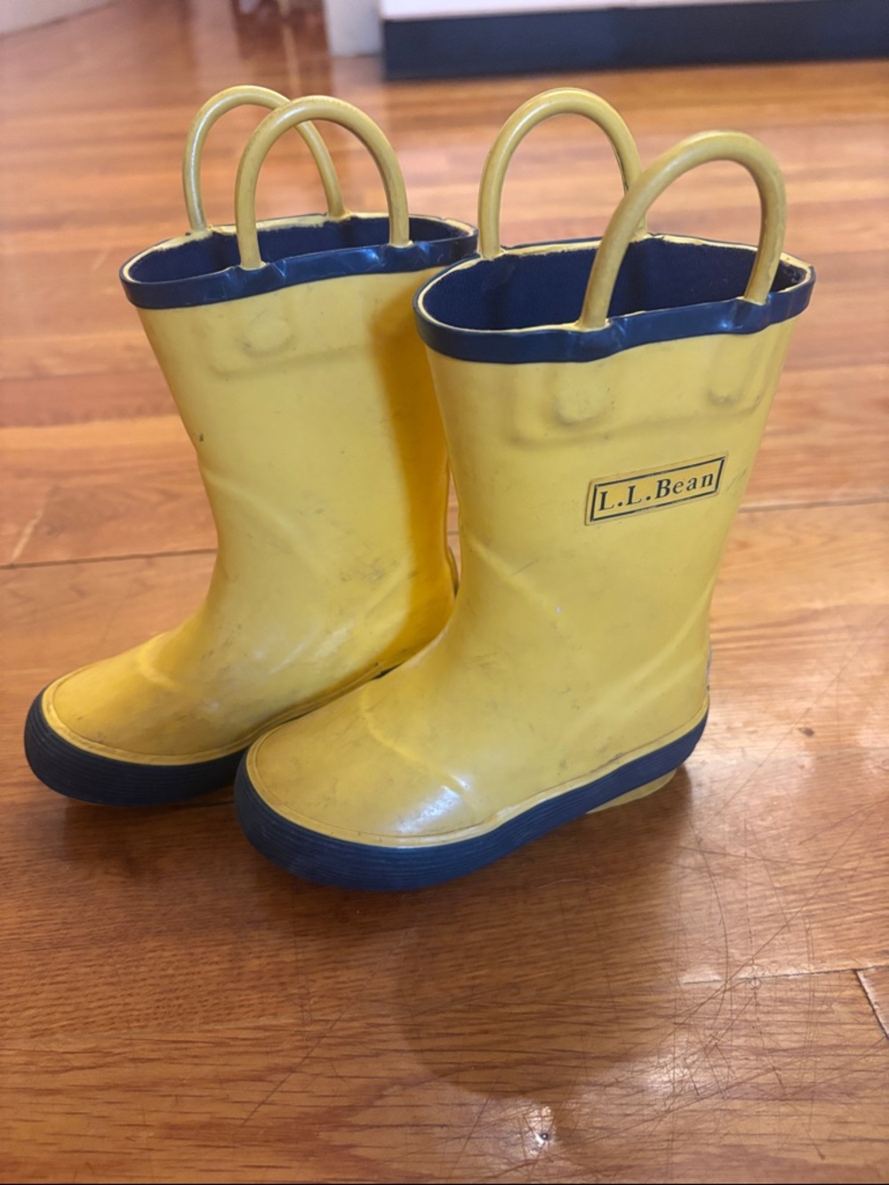 L.L. Bean Yellow and Navy Kids' Rain Boots